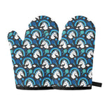 Blue Rainbow Unicorn Pattern Print Oven Mitts