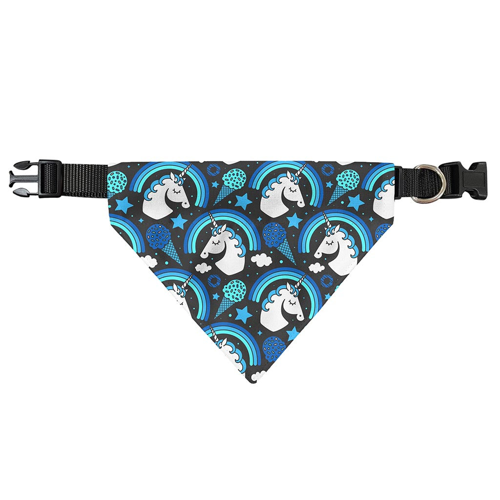 Blue Rainbow Unicorn Pattern Print Over The Collar Dog Bandana