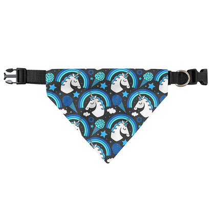 Blue Rainbow Unicorn Pattern Print Over The Collar Dog Bandana
