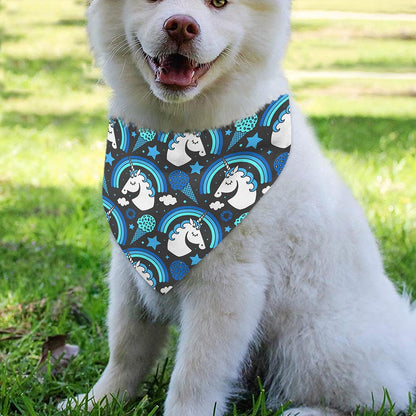 Blue Rainbow Unicorn Pattern Print Over The Collar Dog Bandana