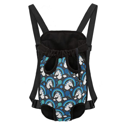 Blue Rainbow Unicorn Pattern Print Pet Carrier Backpack