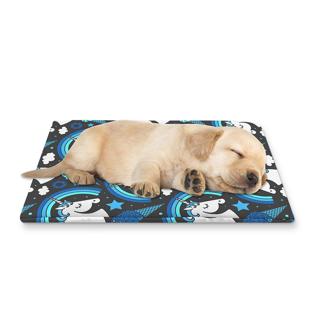 Blue Rainbow Unicorn Pattern Print Pet Cooling Mat Cover