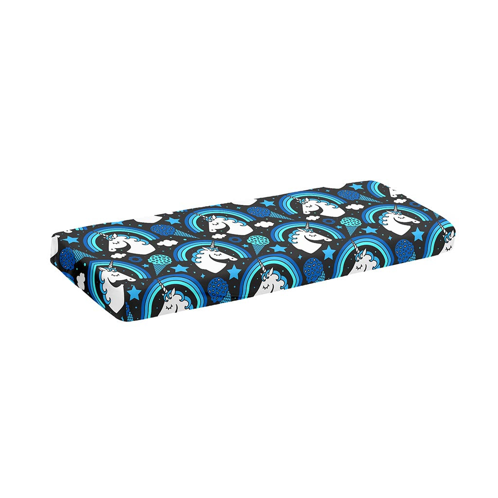 Blue Rainbow Unicorn Pattern Print Piano Keyboard Cover