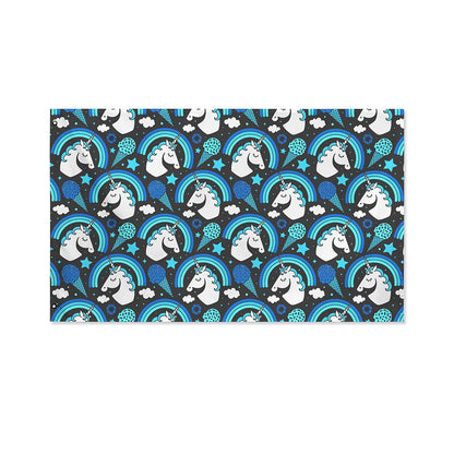 Blue Rainbow Unicorn Pattern Print Polyester Flag