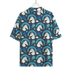 Blue Rainbow Unicorn Pattern Print Rayon Hawaiian Shirt