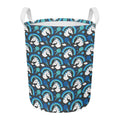 Blue Rainbow Unicorn Pattern Print Round Laundry Basket