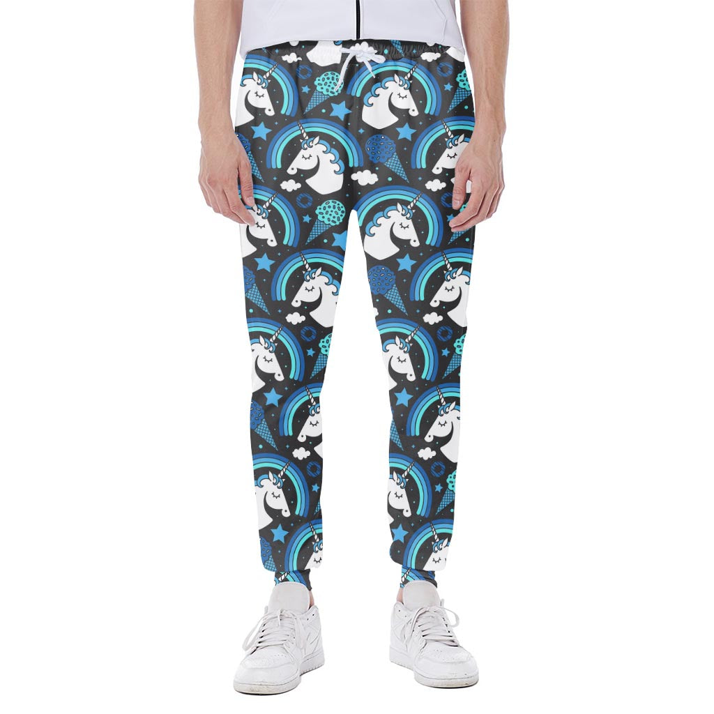 Blue Rainbow Unicorn Pattern Print Scuba Joggers
