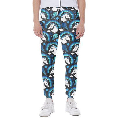 Blue Rainbow Unicorn Pattern Print Scuba Joggers