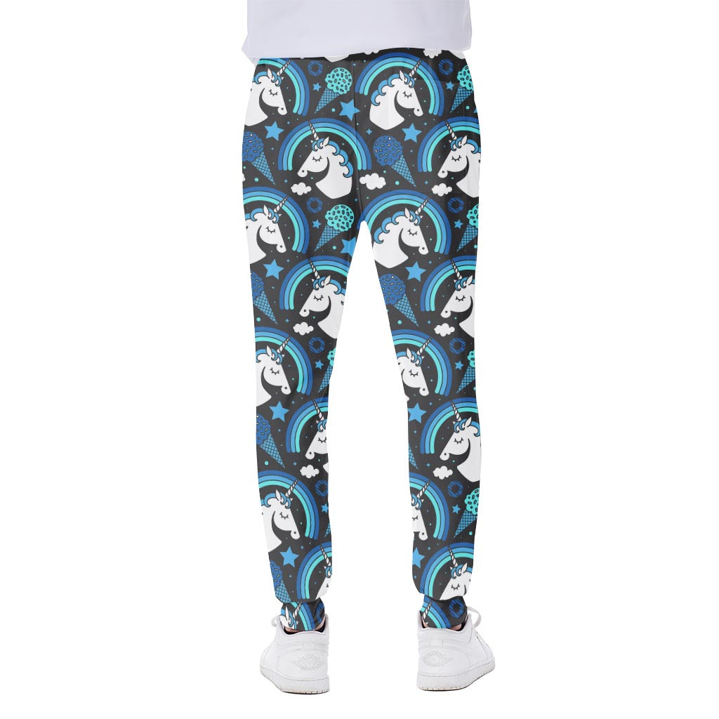 Blue Rainbow Unicorn Pattern Print Scuba Joggers