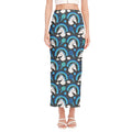 Blue Rainbow Unicorn Pattern Print Side Slit Maxi Skirt