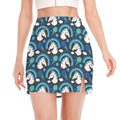 Blue Rainbow Unicorn Pattern Print Side Slit Mini Skirt