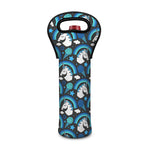 Blue Rainbow Unicorn Pattern Print Single Neoprene Wine Tote