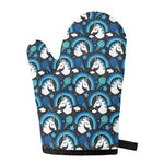 Blue Rainbow Unicorn Pattern Print Single Oven Mitt
