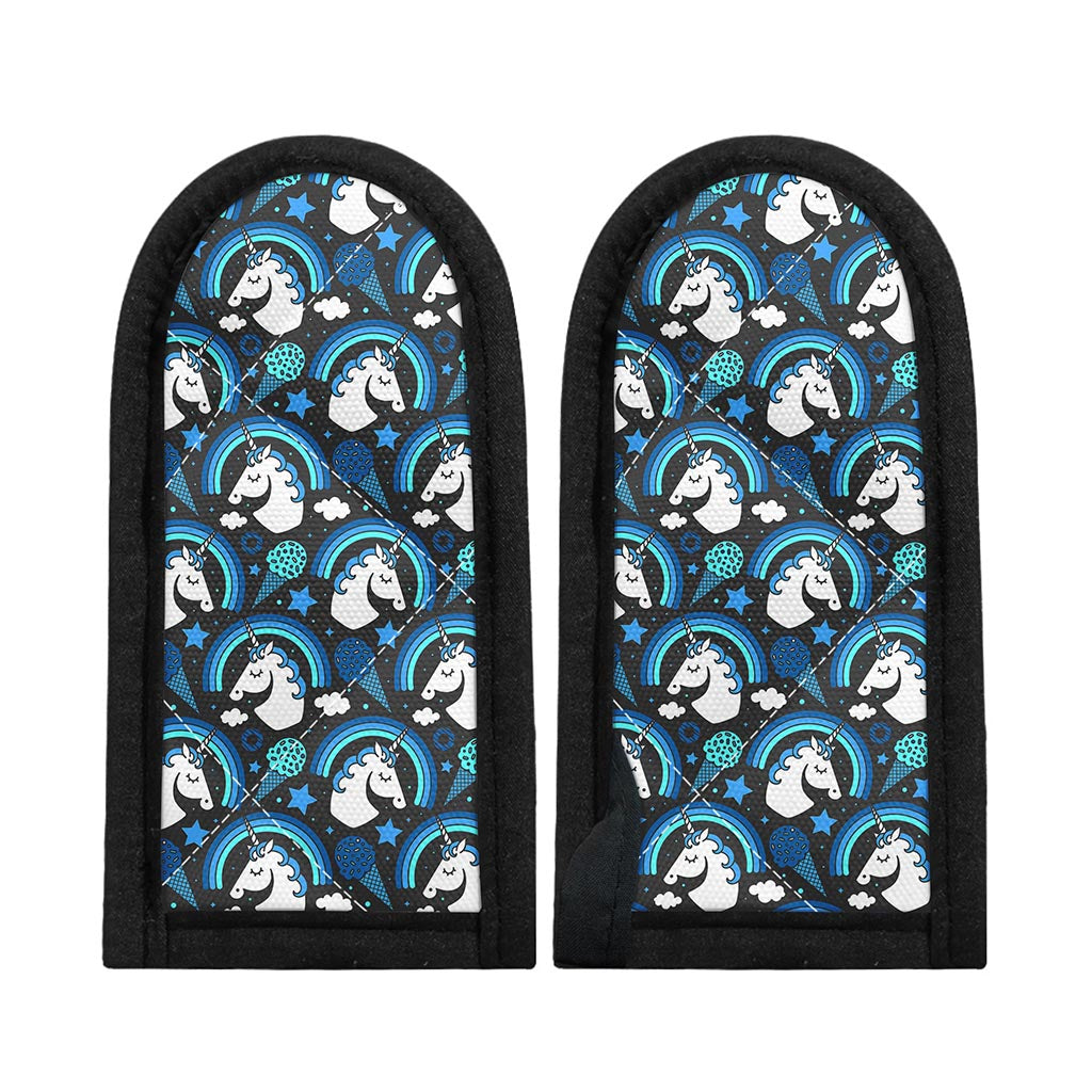 Blue Rainbow Unicorn Pattern Print Skillet Handle Cover