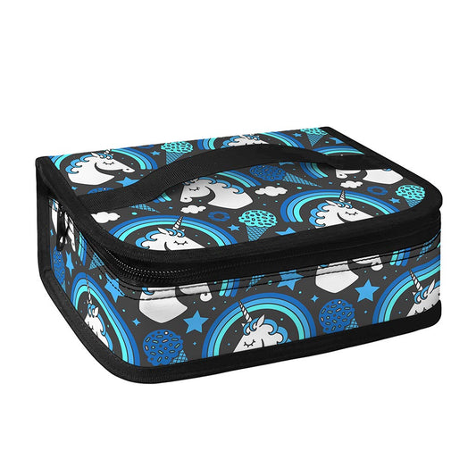Blue Rainbow Unicorn Pattern Print Small Lunch Bag