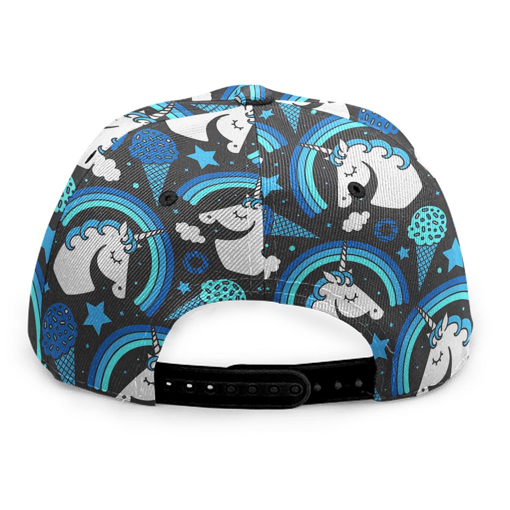 Blue Rainbow Unicorn Pattern Print Snapback Cap
