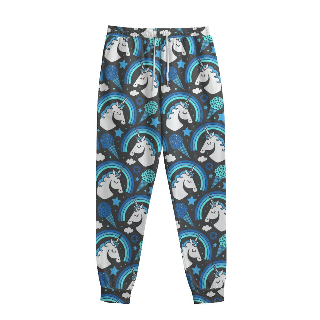 Blue Rainbow Unicorn Pattern Print Sweatpants