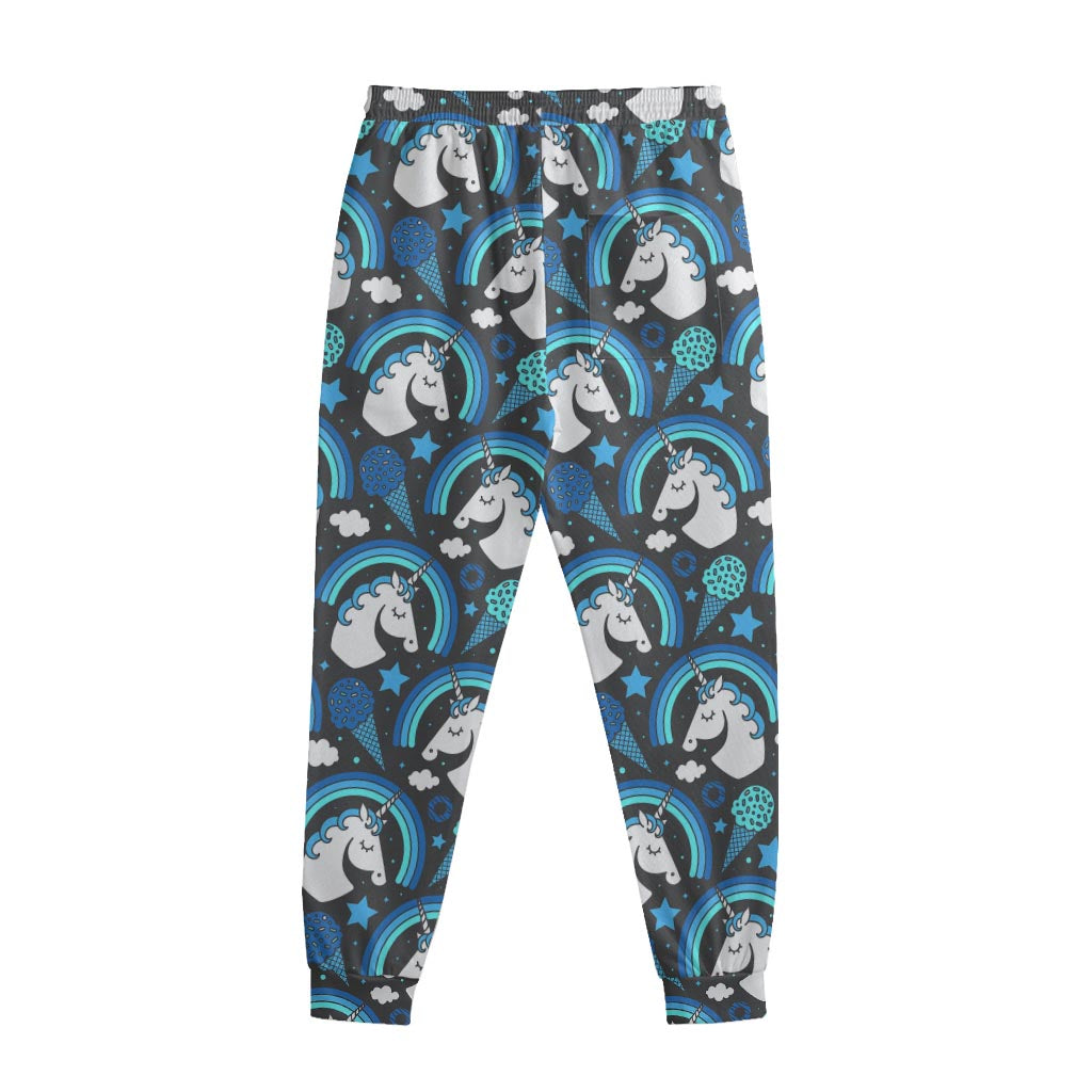 Blue Rainbow Unicorn Pattern Print Sweatpants