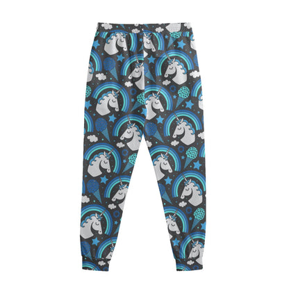 Blue Rainbow Unicorn Pattern Print Sweatpants