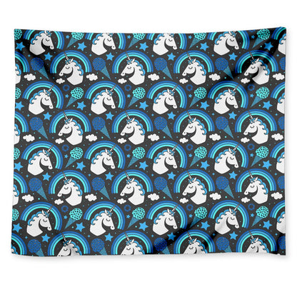 Blue Rainbow Unicorn Pattern Print Tapestry