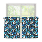 Blue Rainbow Unicorn Pattern Print Tier Curtains