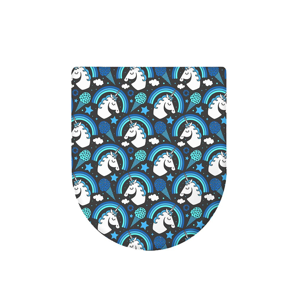 Blue Rainbow Unicorn Pattern Print Toilet Lid Cover