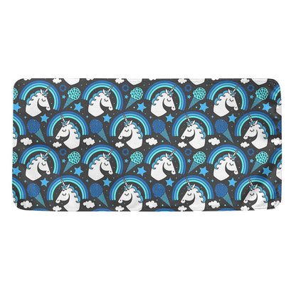 Blue Rainbow Unicorn Pattern Print Towel
