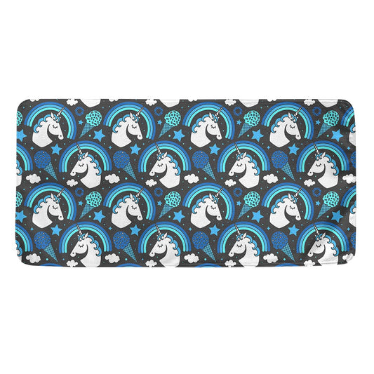 Blue Rainbow Unicorn Pattern Print Towel