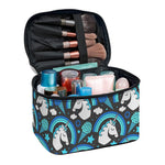 Blue Rainbow Unicorn Pattern Print Travel Makeup Bag