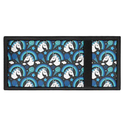 Blue Rainbow Unicorn Pattern Print Trifold Wallet