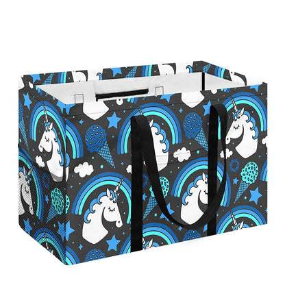 Blue Rainbow Unicorn Pattern Print Utility Tote Bag