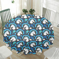 Blue Rainbow Unicorn Pattern Print Waterproof Round Tablecloth