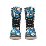 Blue Rainbow Unicorn Pattern Print Winter Boots