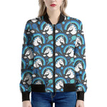 Blue Rainbow Unicorn Pattern Print Women's Bomber Jacket