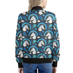 Blue Rainbow Unicorn Pattern Print Women's Bomber Jacket
