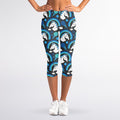 Blue Rainbow Unicorn Pattern Print Women's Capri Leggings