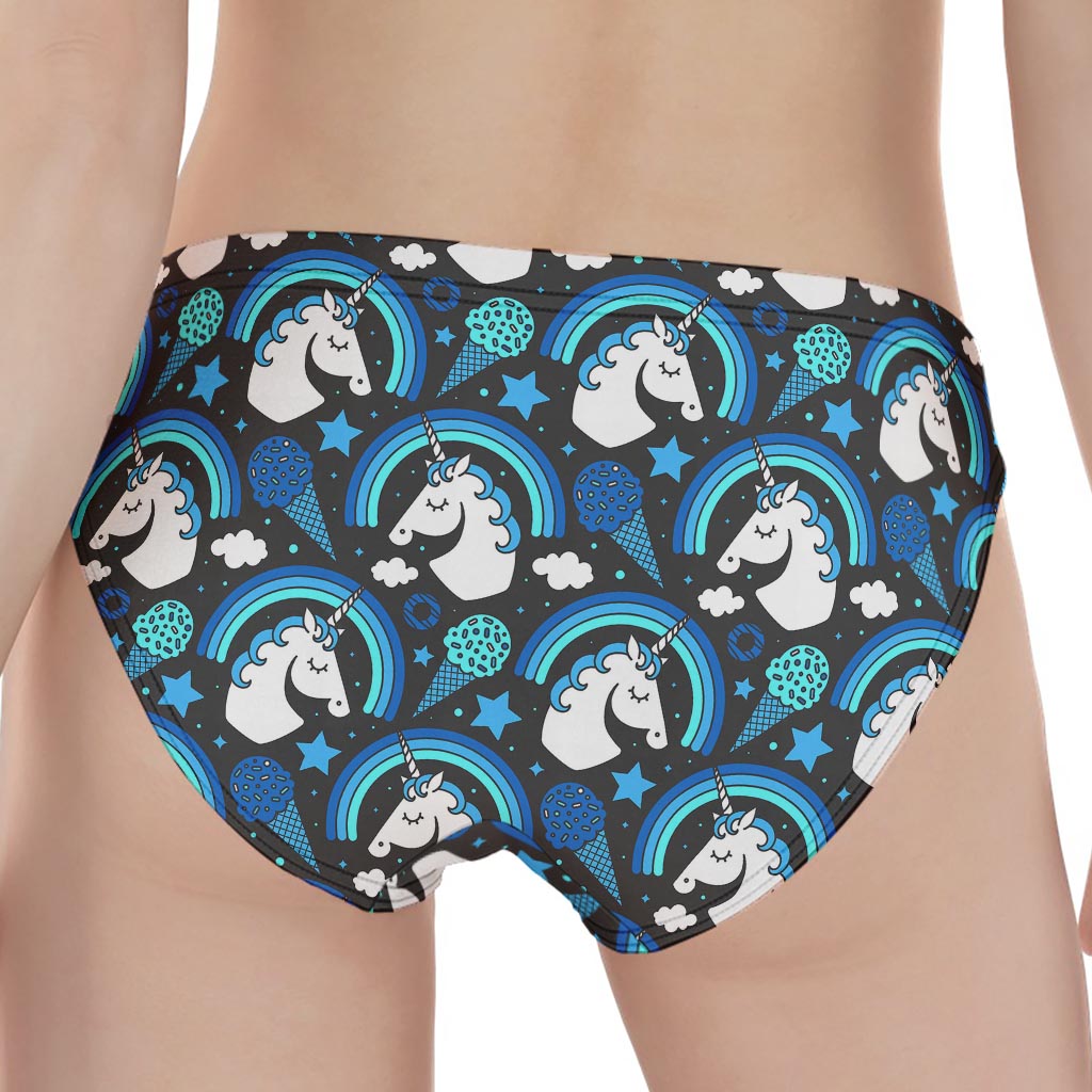 Blue Rainbow Unicorn Pattern Print Women's Panties