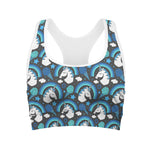 Blue Rainbow Unicorn Pattern Print Women's Sports Bra