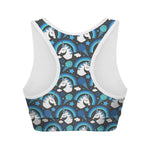 Blue Rainbow Unicorn Pattern Print Women's Sports Bra