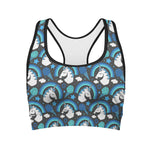 Blue Rainbow Unicorn Pattern Print Women's Sports Bra