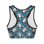 Blue Rainbow Unicorn Pattern Print Women's Sports Bra