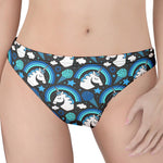 Blue Rainbow Unicorn Pattern Print Women's Thong