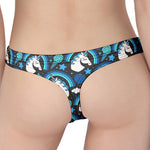 Blue Rainbow Unicorn Pattern Print Women's Thong