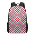 Blue Red And White American Plaid Print 17 Inch Backpack