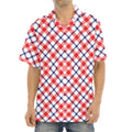 Blue Red And White American Plaid Print Aloha Shirt