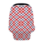 Blue Red And White American Plaid Print Baby Seat Cover