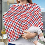 Blue Red And White American Plaid Print Baby Seat Cover