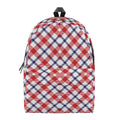 Blue Red And White American Plaid Print School Backpack
