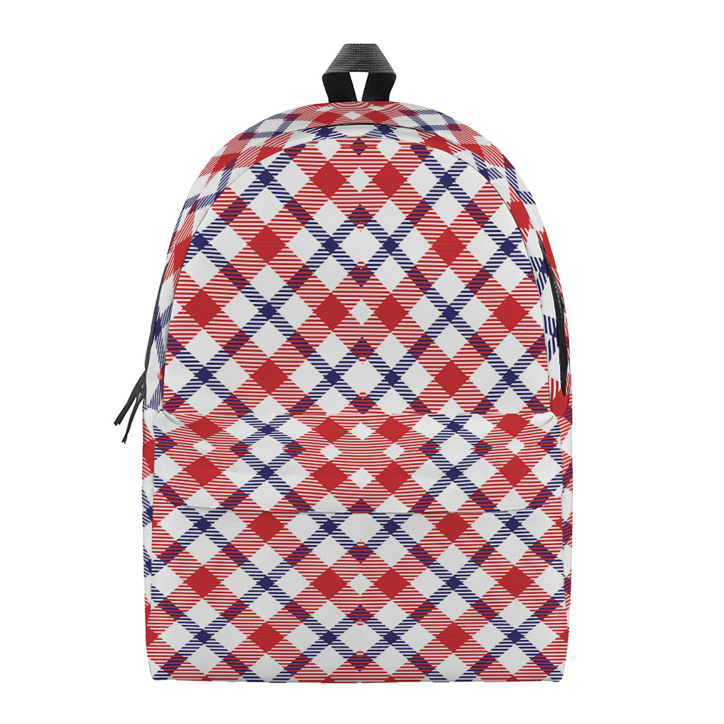 Blue Red And White American Plaid Print Backpack