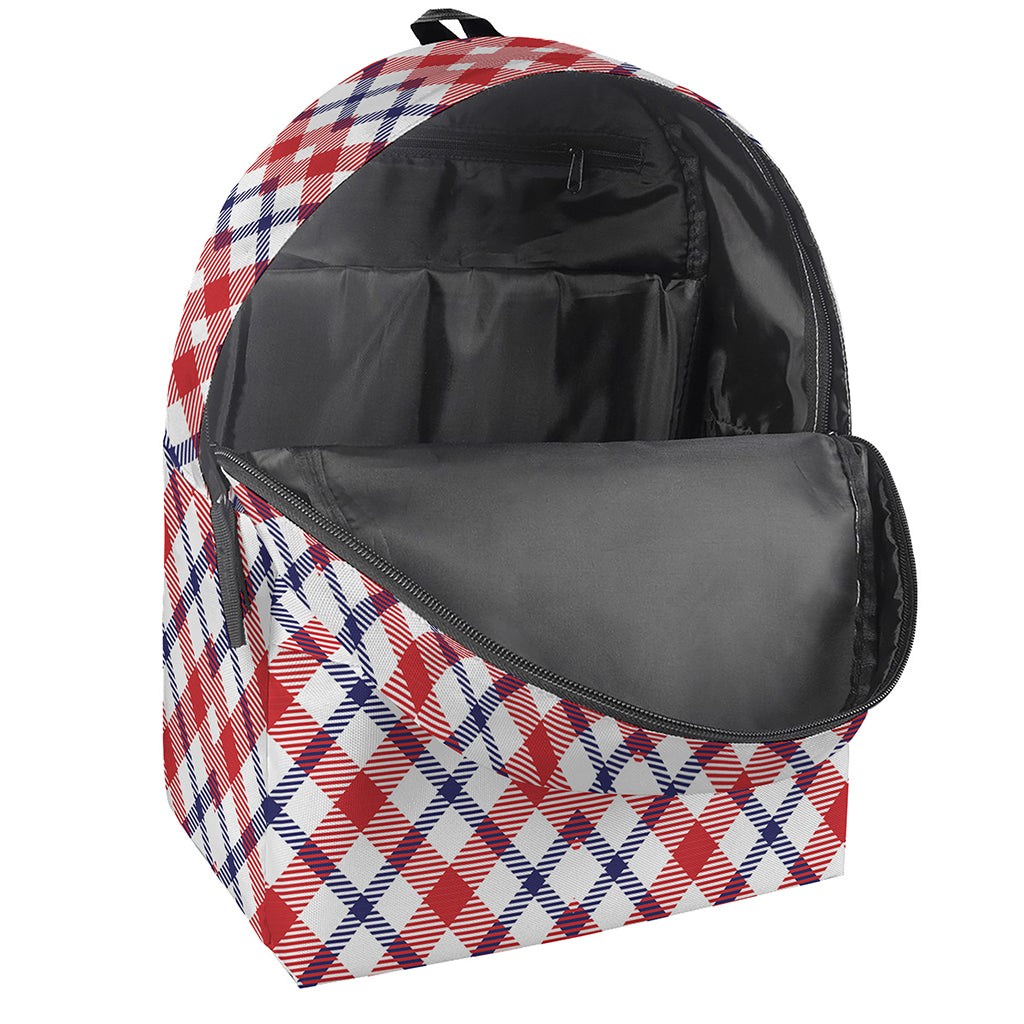 Blue Red And White American Plaid Print Backpack